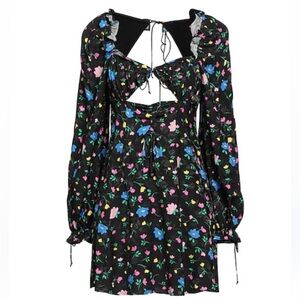 NWT For love and lemons lexy floral long sleeve ruffle dress Small and Large